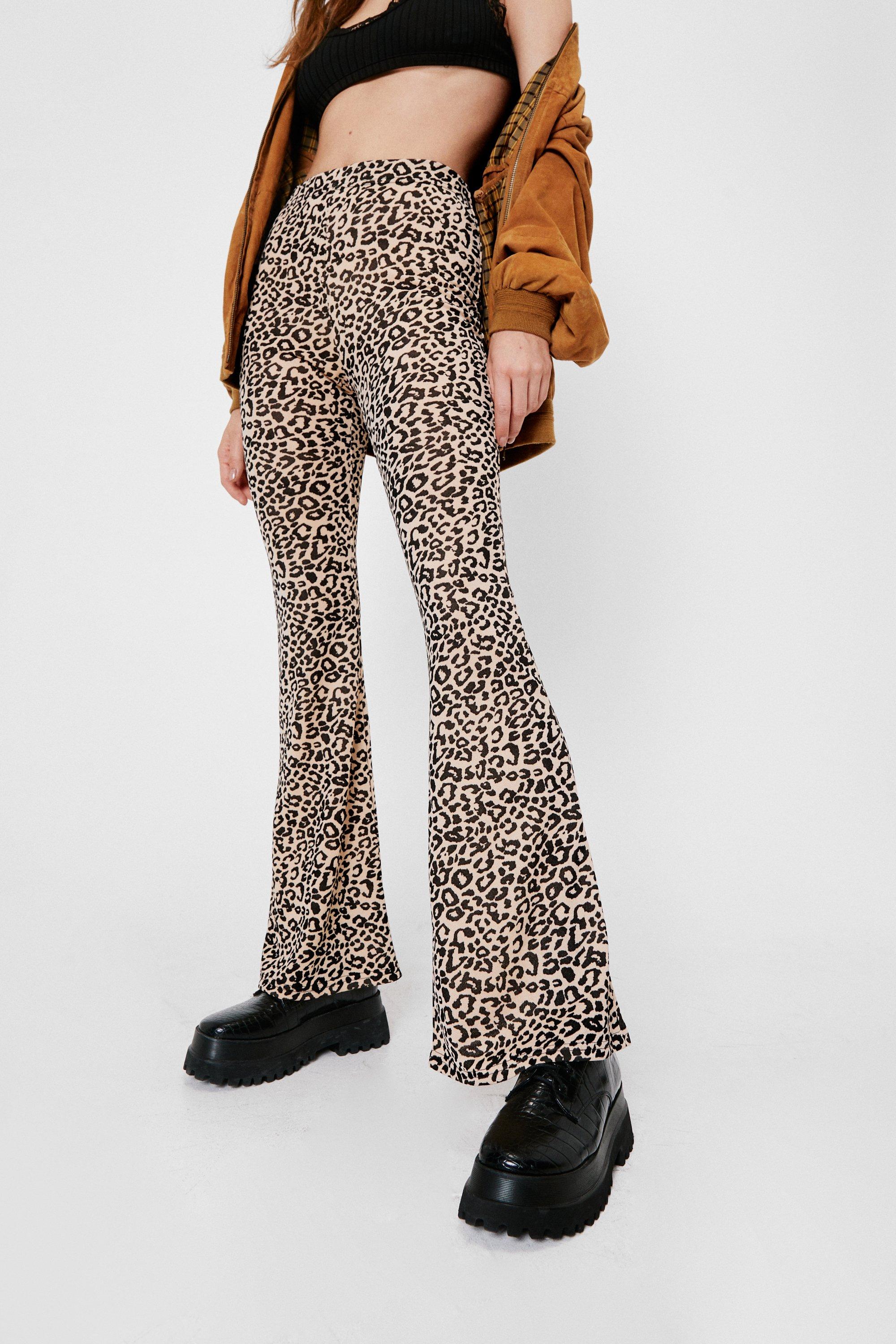 Cheetah best sale flare jeans